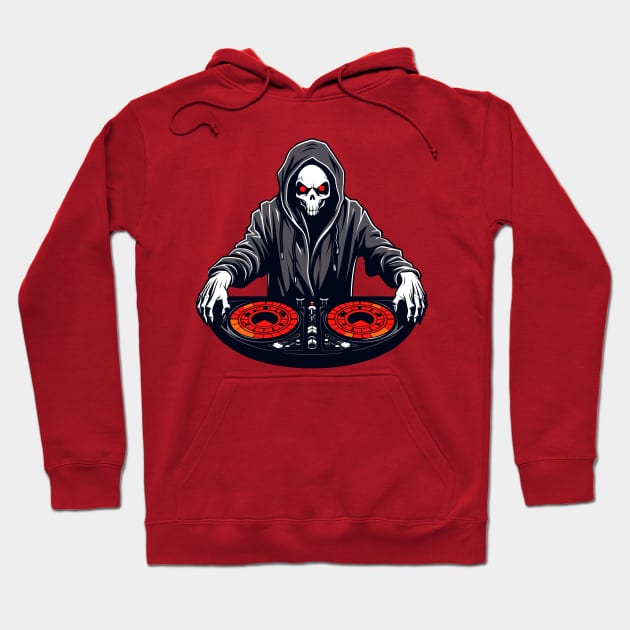 Red Dj Grim Reaper Hoodie by pako-valor